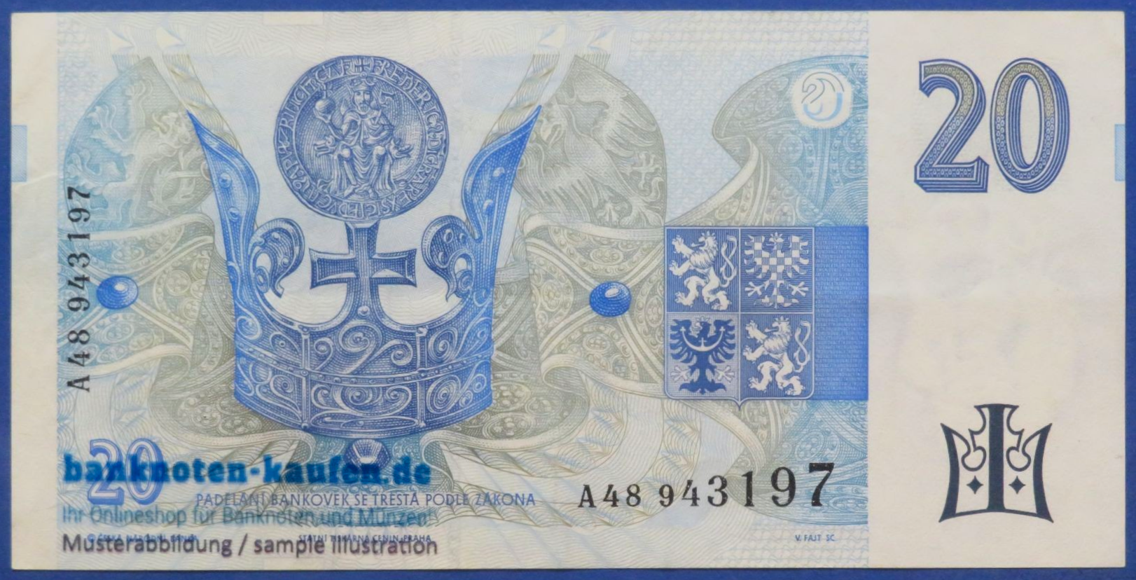 Tschechische Republik, 20 Korun, 1994,  gebraucht (USED / VF), P-10a