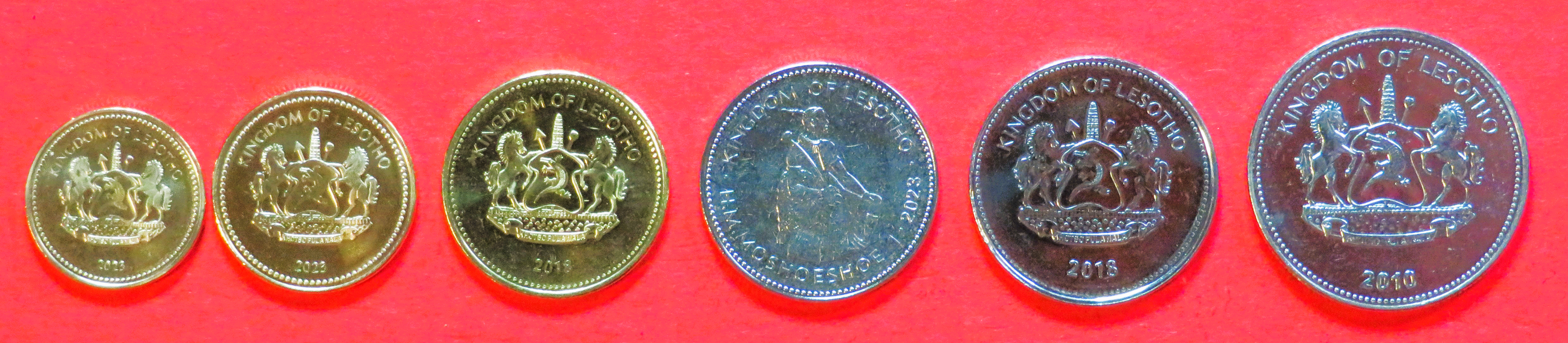 Lesotho, 10/20/50 Lisente + 1/2/5 Maloti, 2010+, uncirculated (UNC)