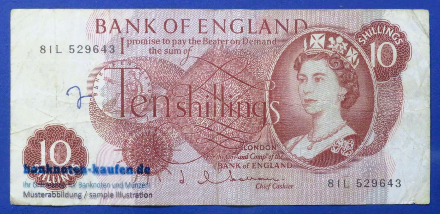Great Britain, 10 Shillings, 1961-1970ND, circulated (USED / VG), P-373b