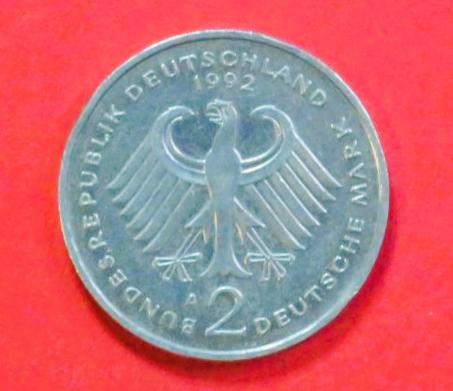 Bundesrepublik Deutschland: 2 Deutsche Mark, 1988-2001, gebraucht (used / ss), # 167