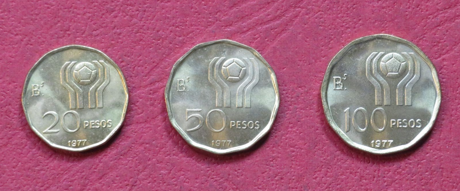 Argentinia - Set 5: Coin Set of 3 coins, 20-100 Pesos, 1978, Commemorative issue, USED