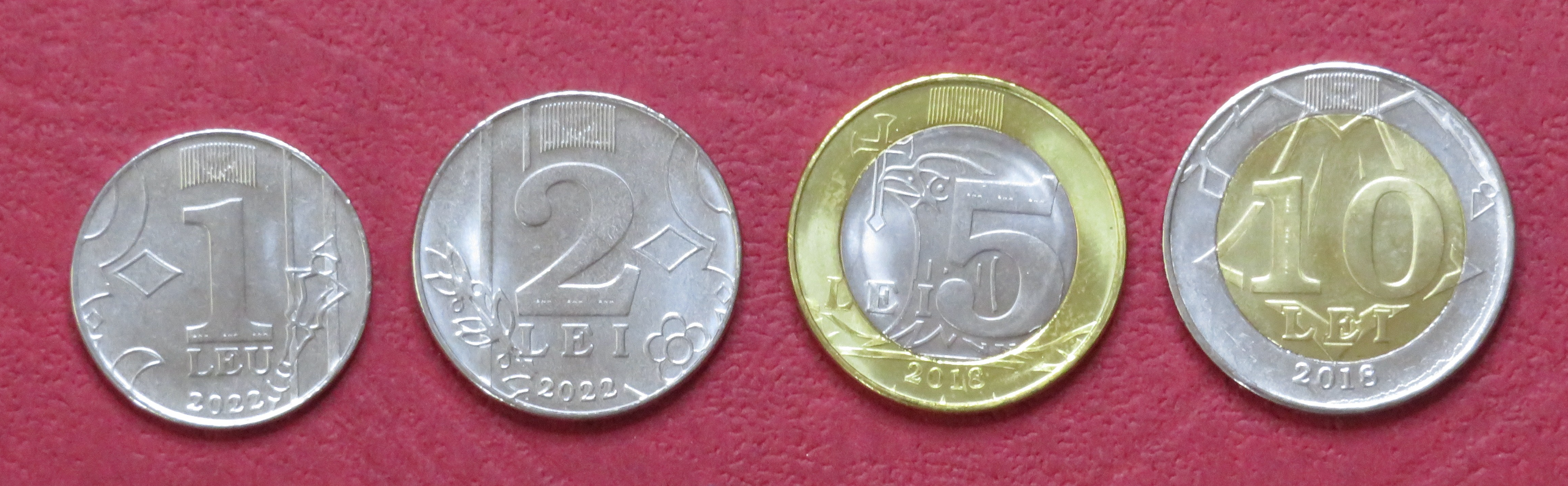 Moldova, Set of 4 coins, 1-10 Lei, 2018-22, uncirculated (UNC)