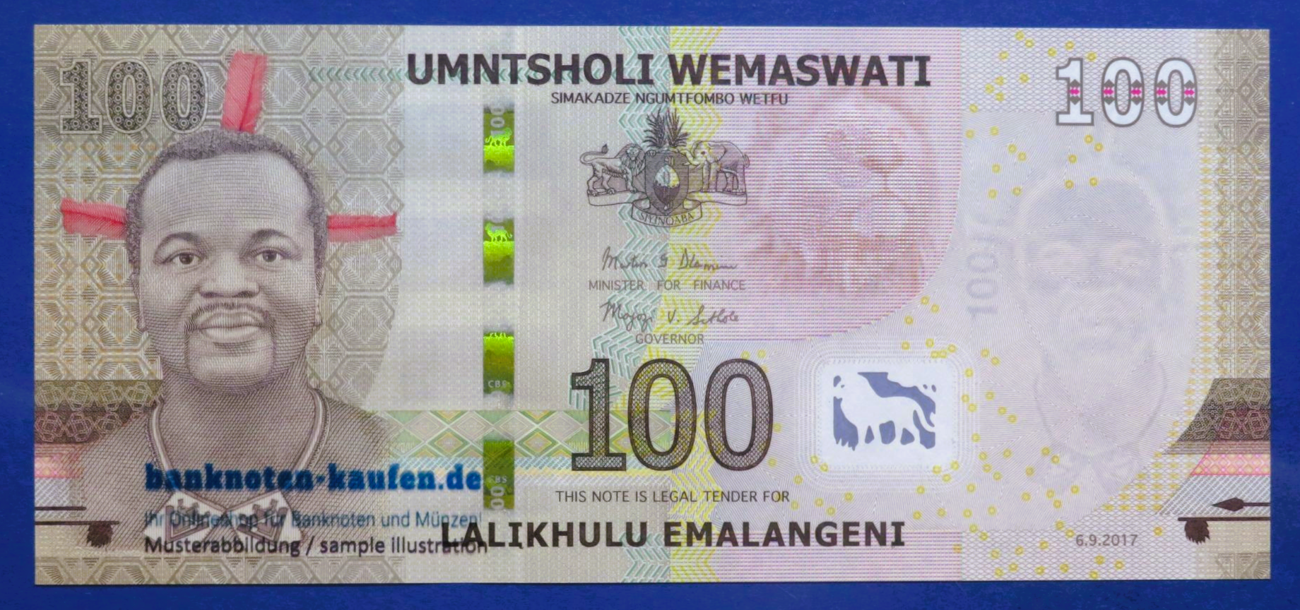 Swasiland, 100 Emalangeni, 2017, kassenfrisch (UNC), P-42