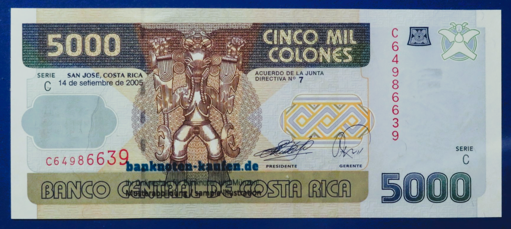 Costa Rica - 5,000 Colones, 2005, uncirculated (UNC), P-268Ab