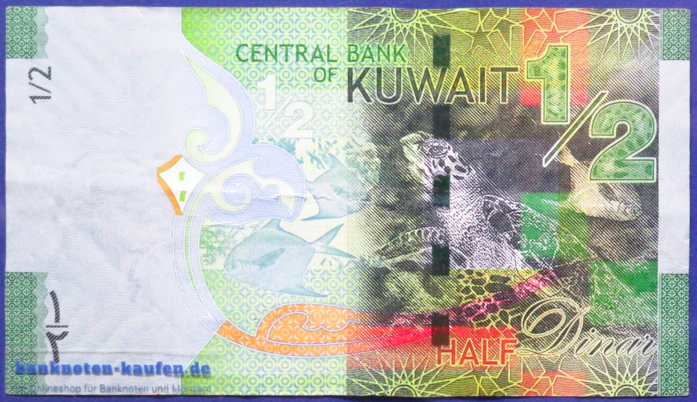 Kuwait, 1/2 Dinar, 2014ND, gebraucht (USED / VF), P-30