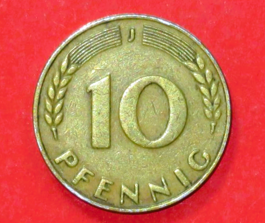 Deutschland: 10 Pfennig, BDL, 1949, gebraucht (used / ss), # 101