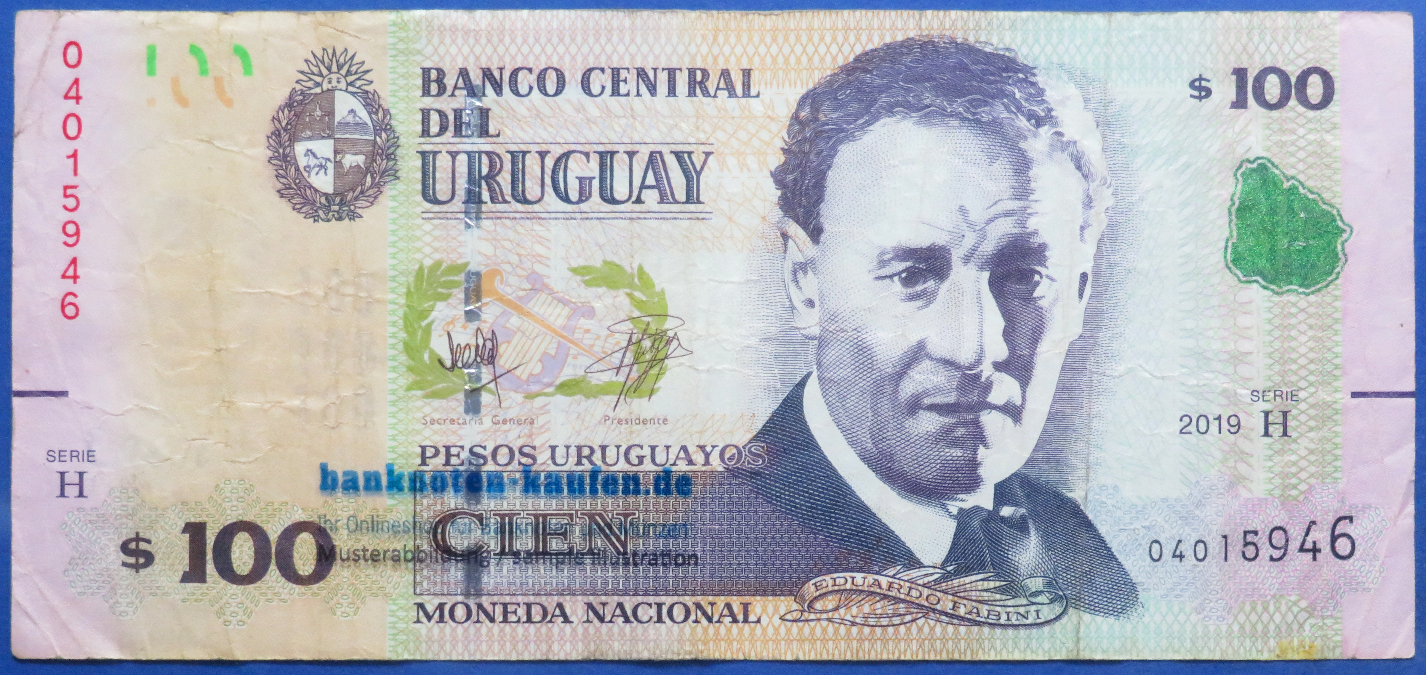 Uruguay, 100 Pesos Uruguayos, 2019, gebraucht (USED / F), P-95b