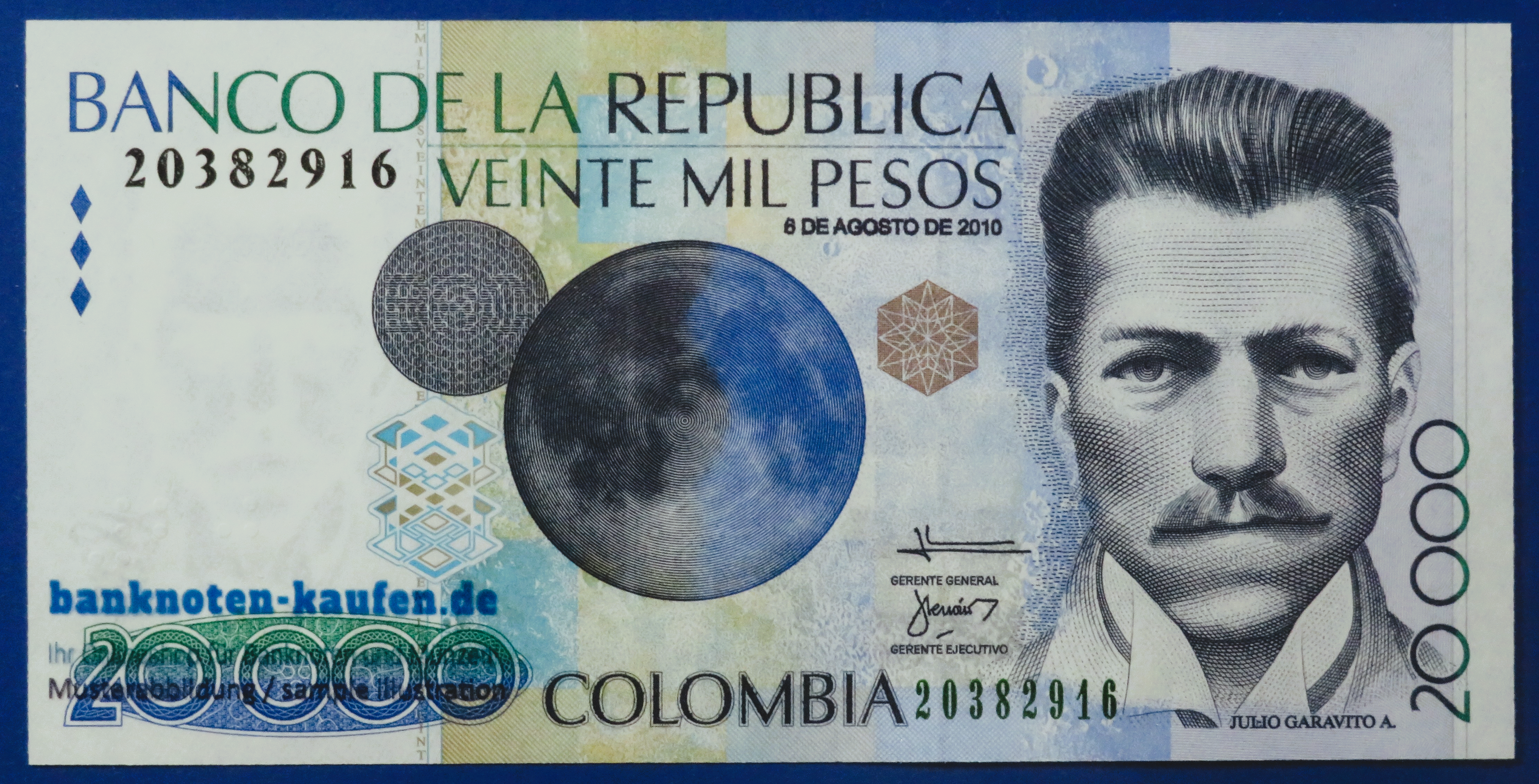 Colombia - 20,000 Pesos, 2010, uncirculated (UNC), P-454