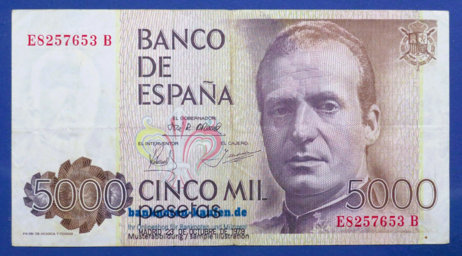 Spain - 5,000 Pesetas, 1979, circulated (USED / VF), P-160