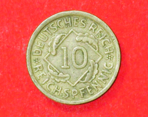 Deutsches Reich: 10 Reichspfennig, 1924-1936, gebraucht (used / ss), # 40
