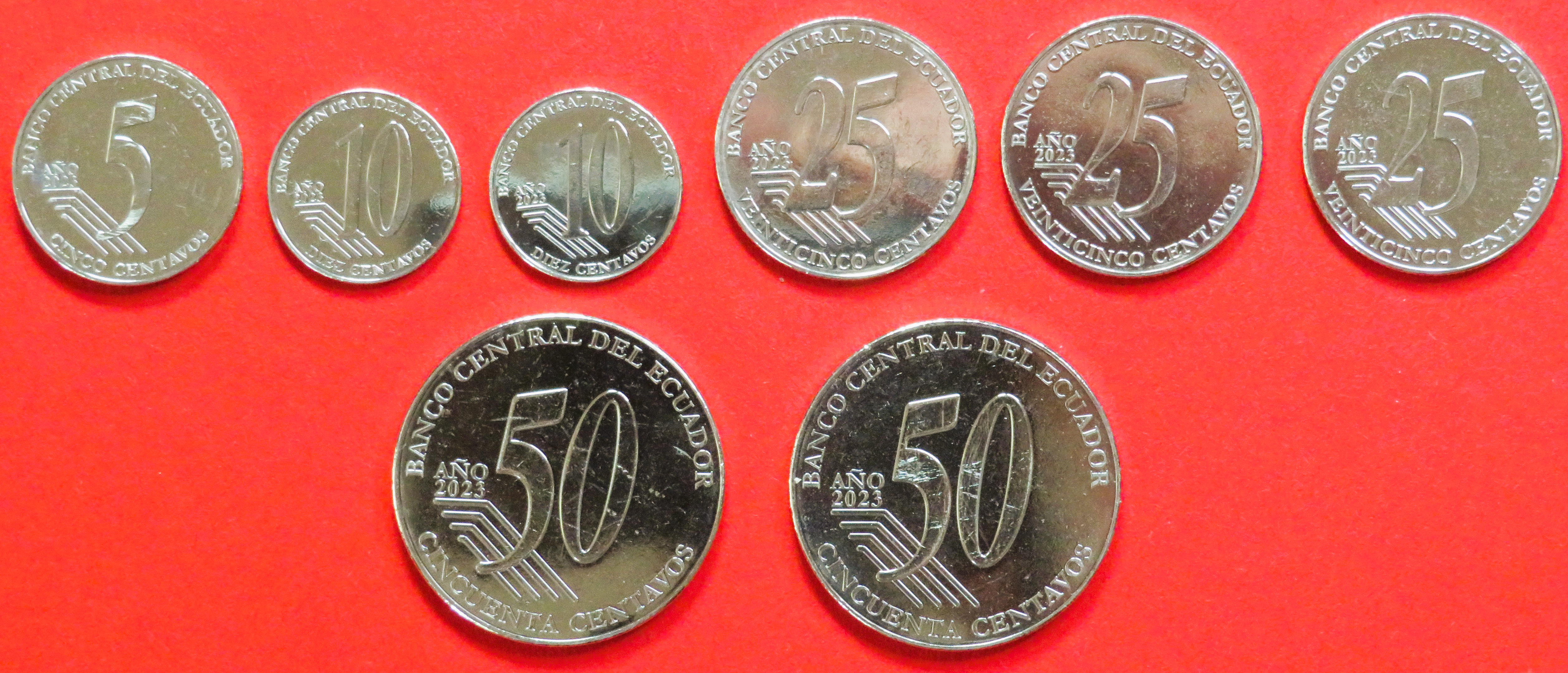 Ecuador - Set: 5/2x10/3x25/2x50 Centavos, 2023, uncirculated (unc), Commemorative issue