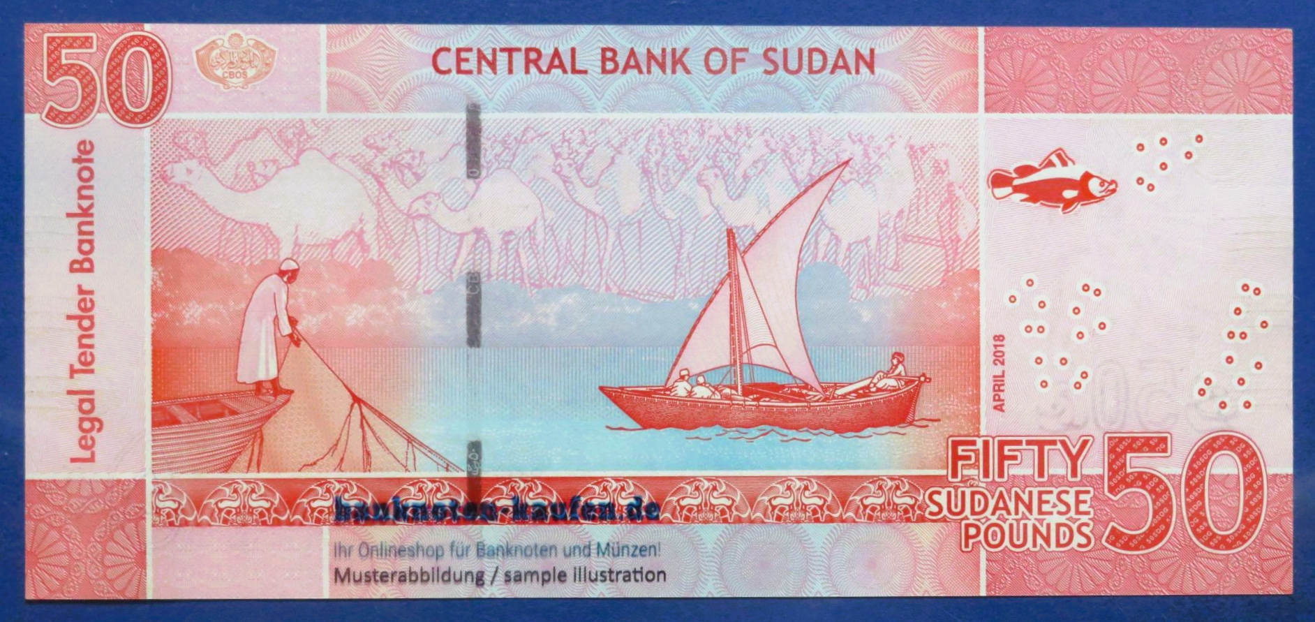 Sudan, 50 Pounds, 2018, kassenfrisch (UNC), P-76