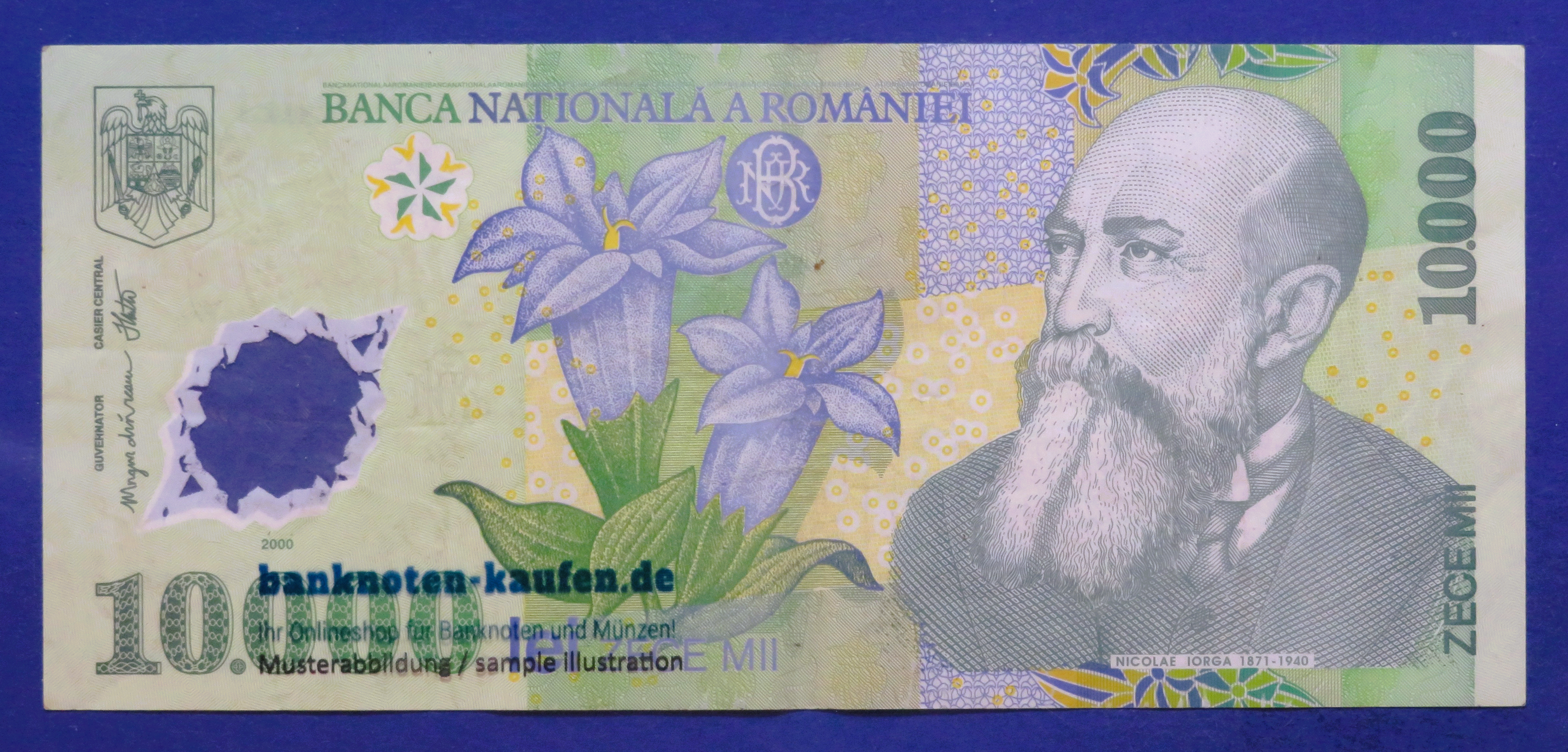 Romania - 10,000 Lei, 2000, circulated (USED / VF), Polymer, P-112a