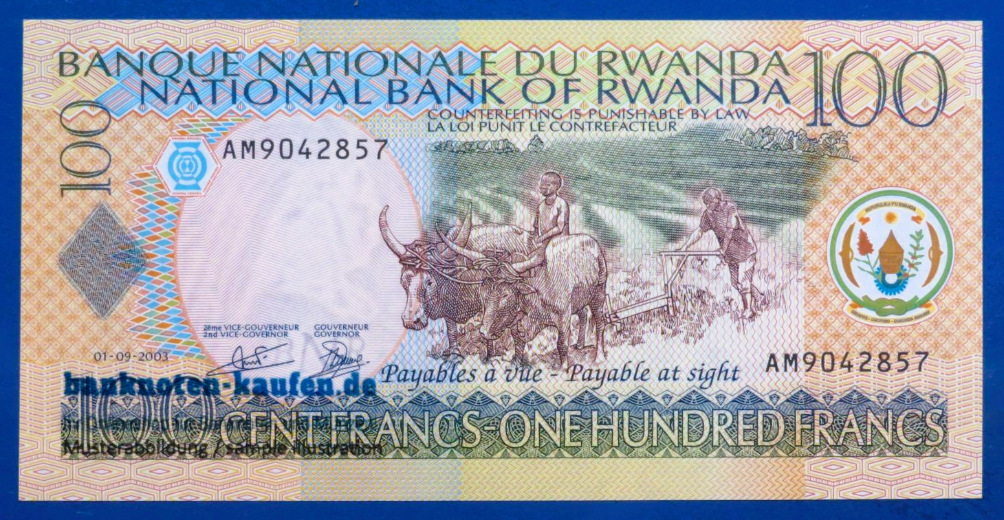 Ruanda, 100 Francs, 2003, kassenfrisch (UNC), P-29b
