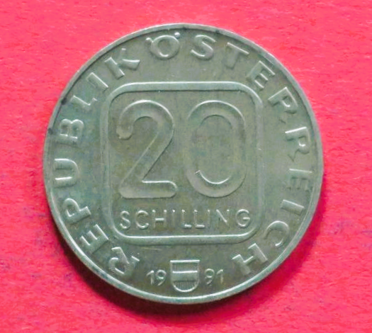 Österreich:  20 Schilling, 1991-1993, gebraucht (used / vz), Gedenkausgabe, # 192