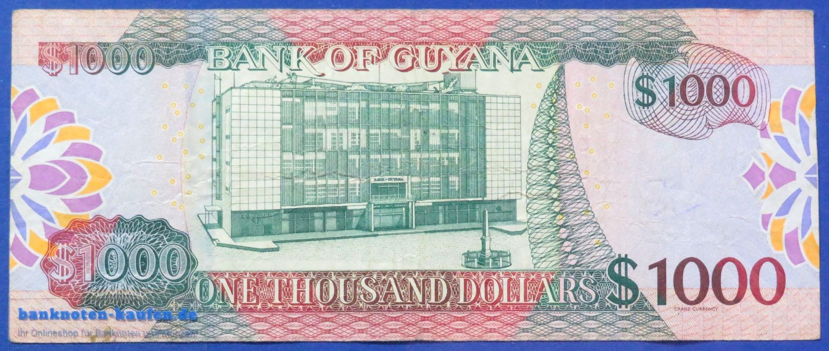 Guyana - 1,000 Dollars, 2019ND, circulated (USED / F), P-38c