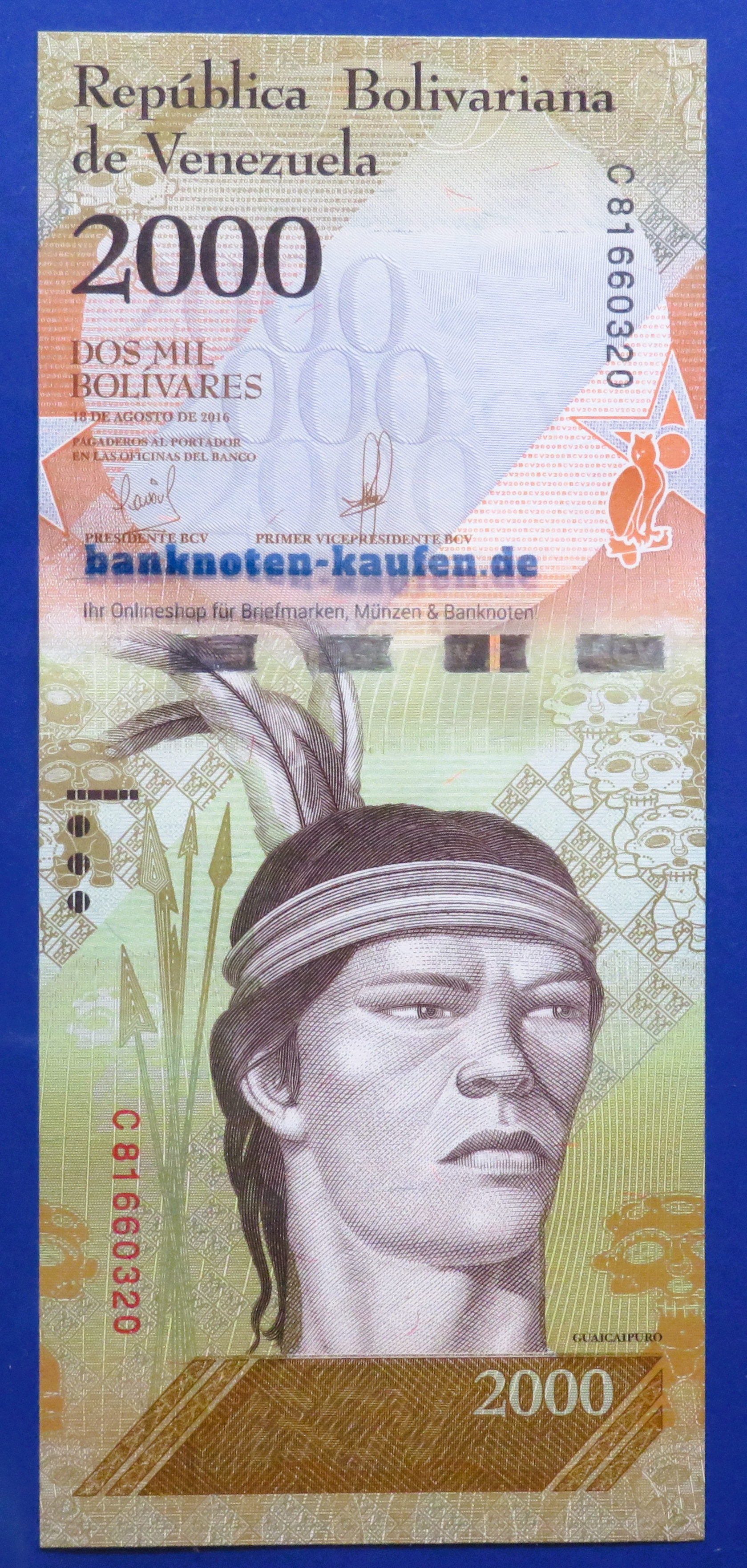 Venezuela - 2,000 Bolivares fuerte, 2016, about uncirculated (AU), P-96