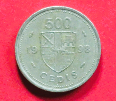 Ghana: 500 Cedis, 1996-1998, gebraucht (used / ss), # 35
