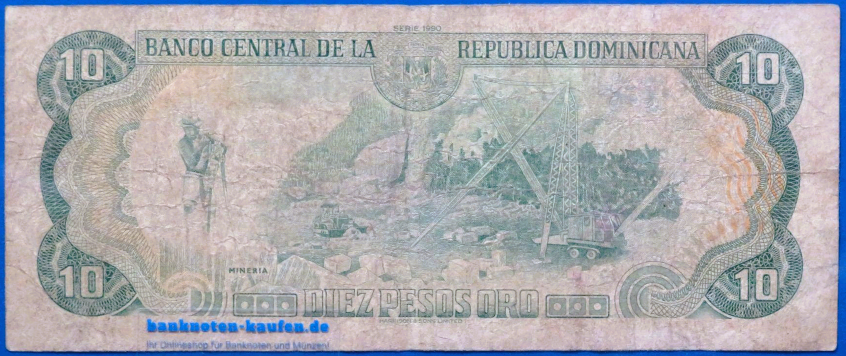 Dominikanische Republik, 10 Pesos oro, 1990, gebraucht (USED / VG), P-132