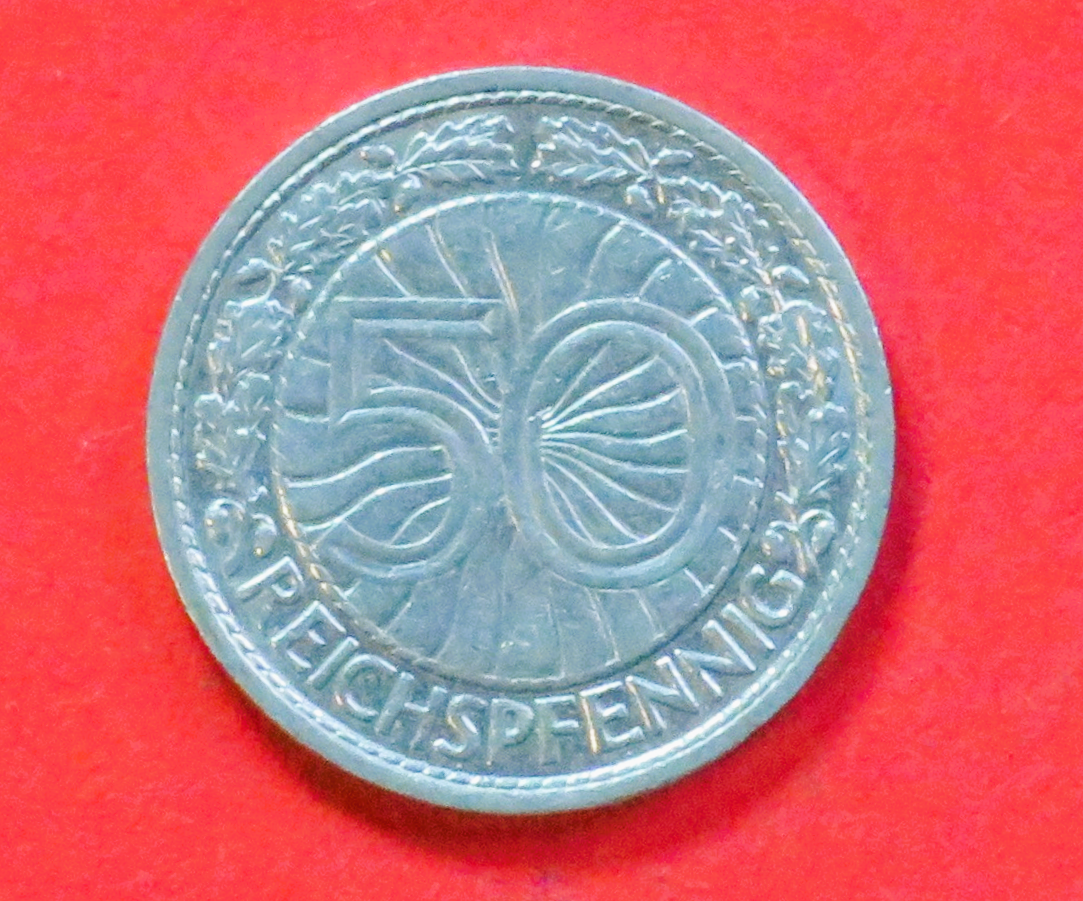 Deutsches Reich: 50 Reichspfennig, 1927-1938, gebraucht (used / ss-vz), # 42