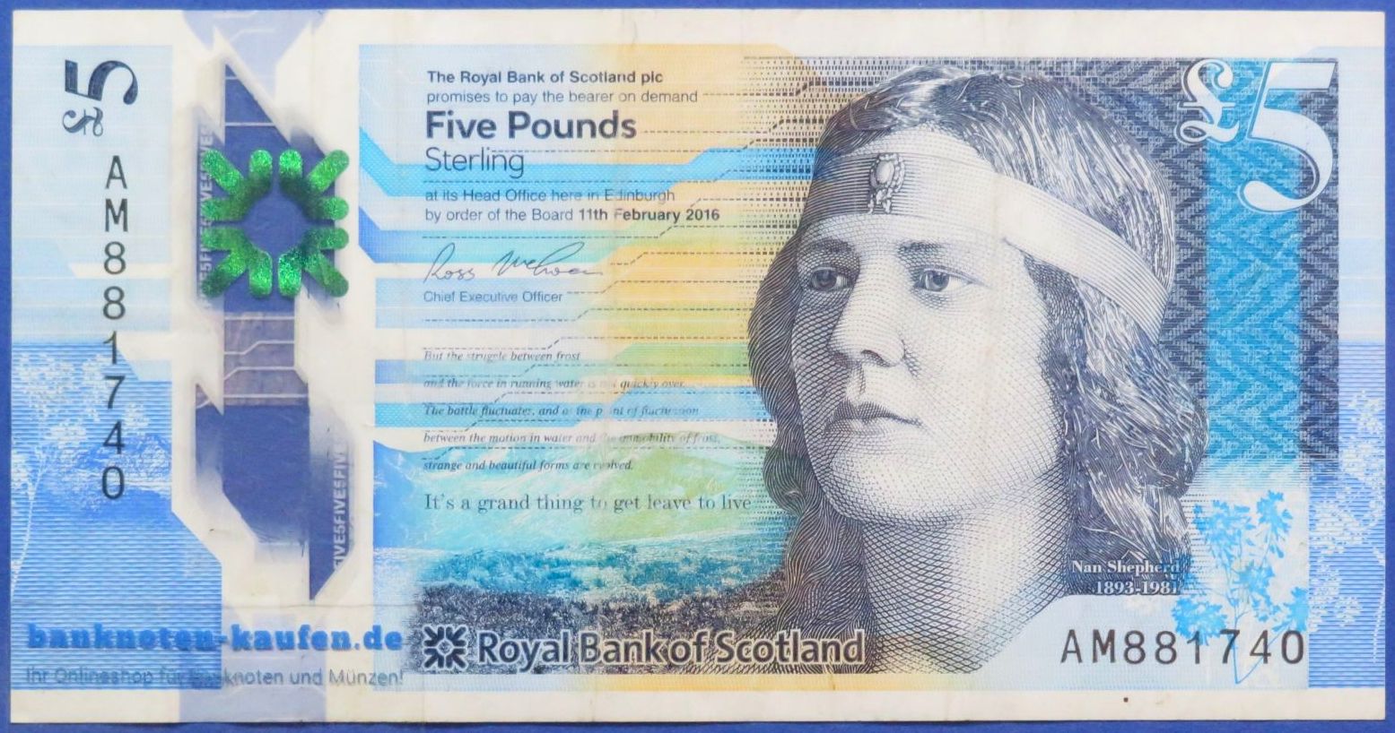Schottland, 5 Pounds, 2016, gebraucht (USED / F), Polymer, P-370a