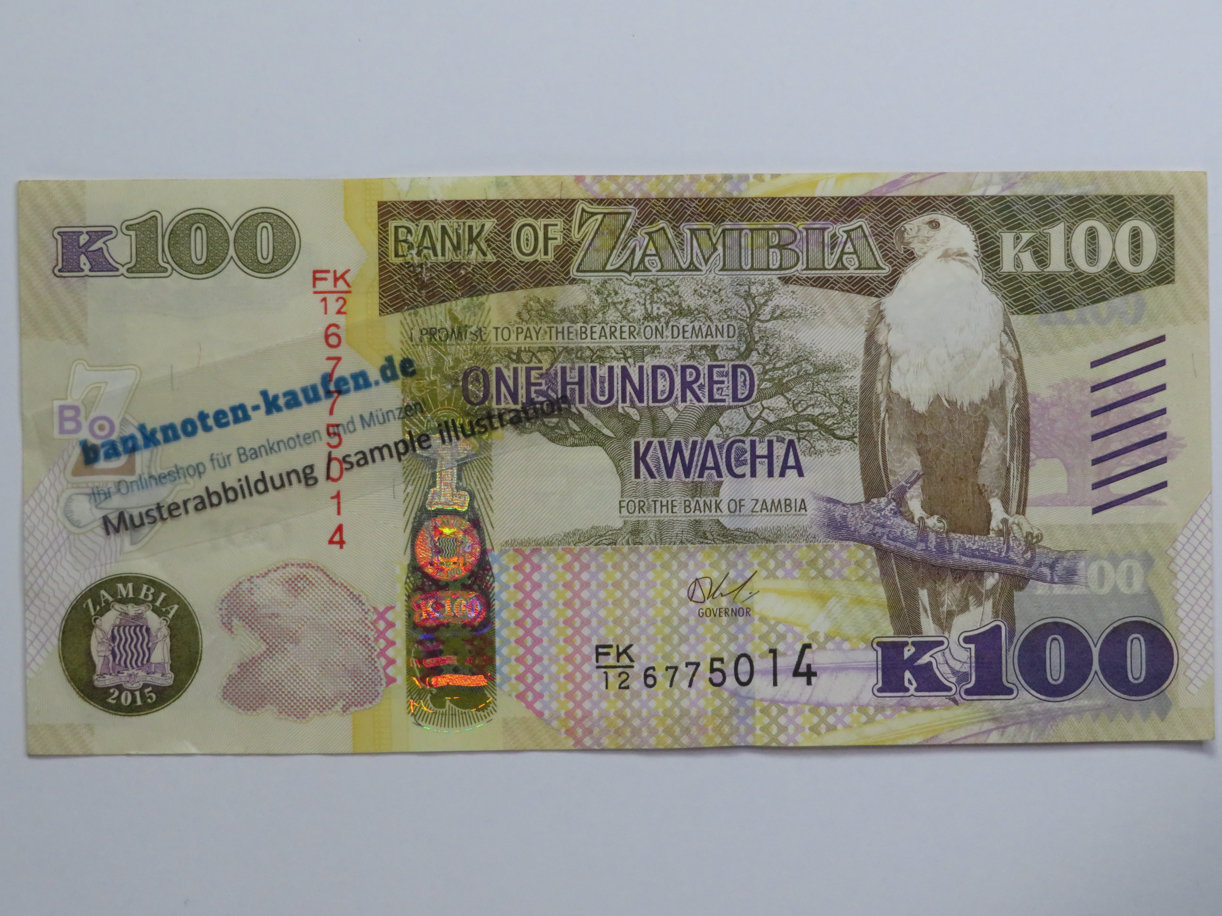 Zambia, 100 Kwacha, 2015, circulated (USED/  VF+), P-61
