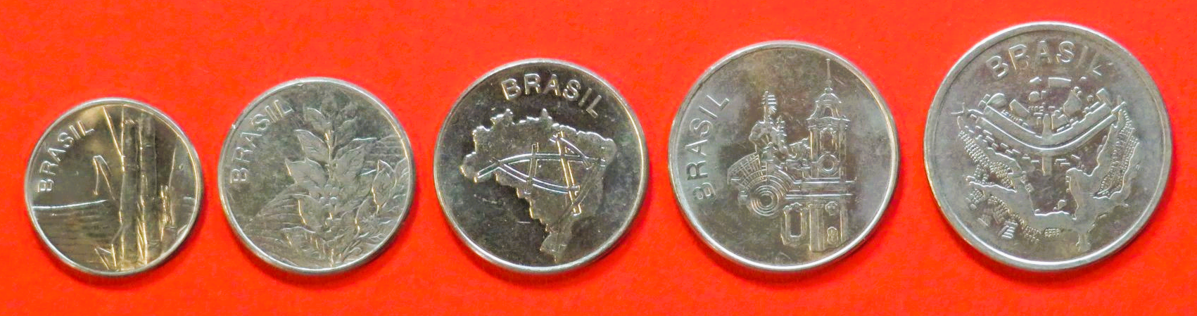 Brasilien - Set 6:  1/5/10/20/50 Cruzeiros, 1979-1984, gebraucht (used / ss)