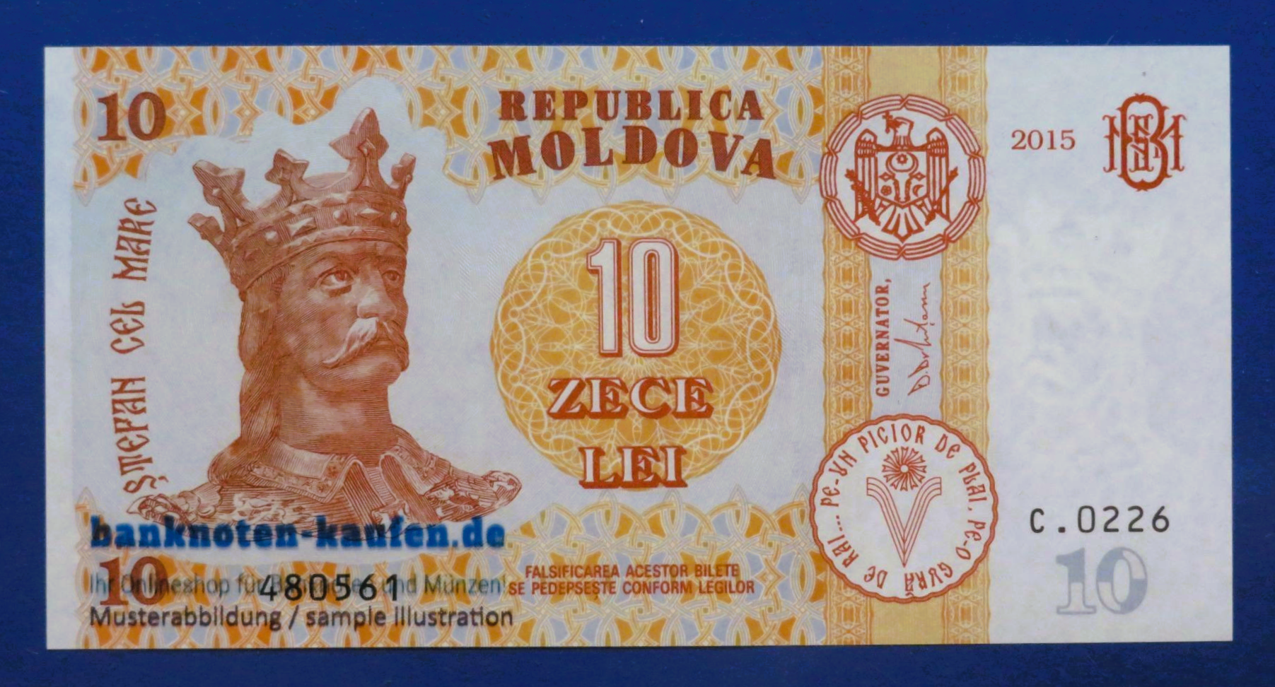 Moldawien, 10 Lei, 2015, kassenfrisch (UNC), P-22
