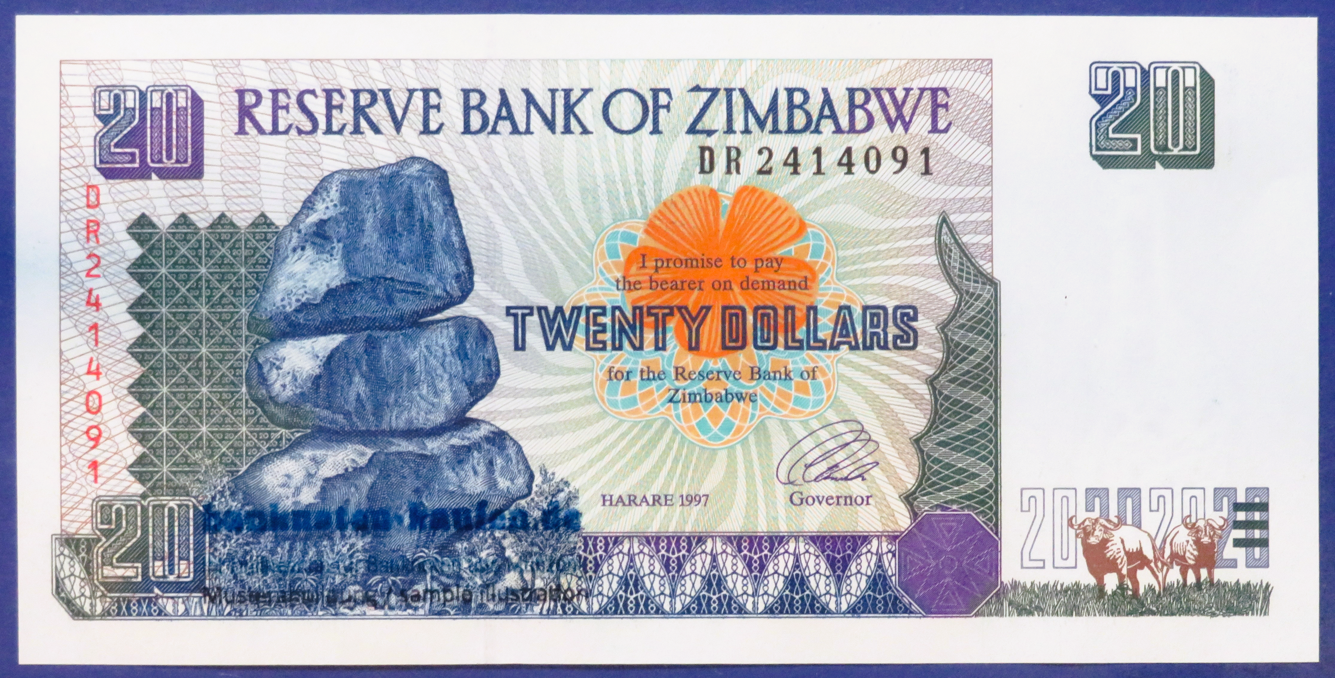 Zimbabwe, 20 Dollars, 1997, about uncirculated (AU), P-7