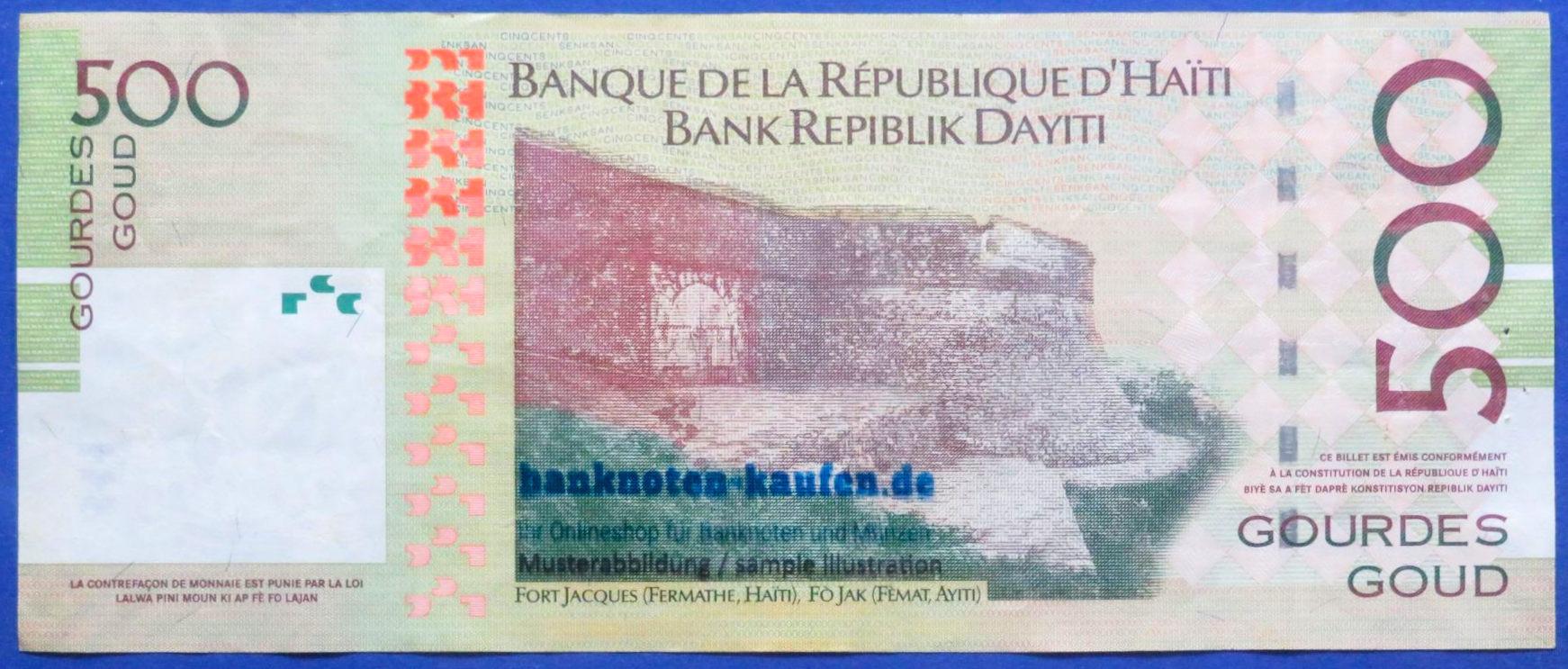 Haiti, 500 Gourdes, 2021, circulated (USED / VF), Commemorative issue, P-277