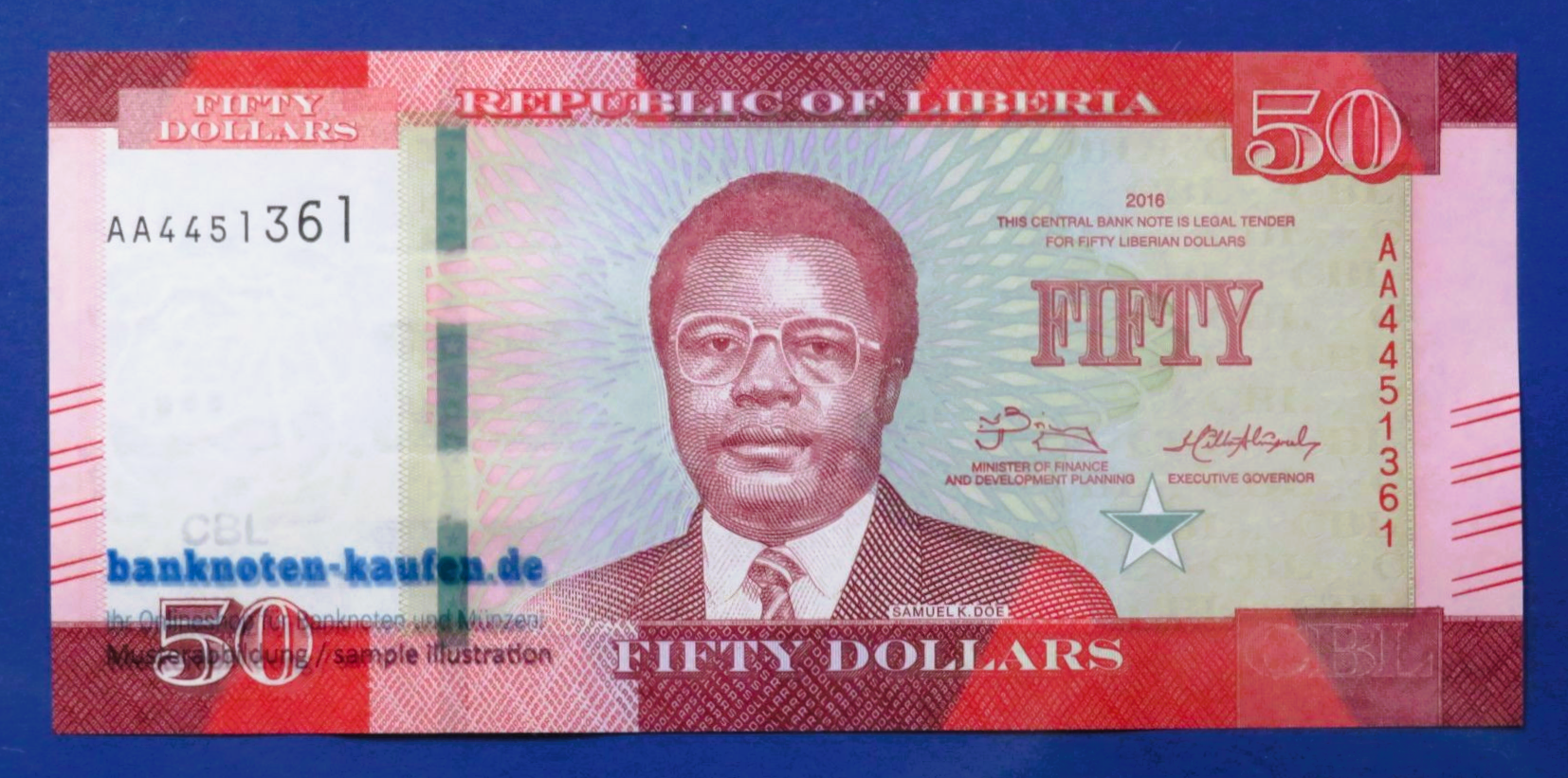 Liberia, 50 Dollars, 2016, kassenfrisch (UNC), P-34a