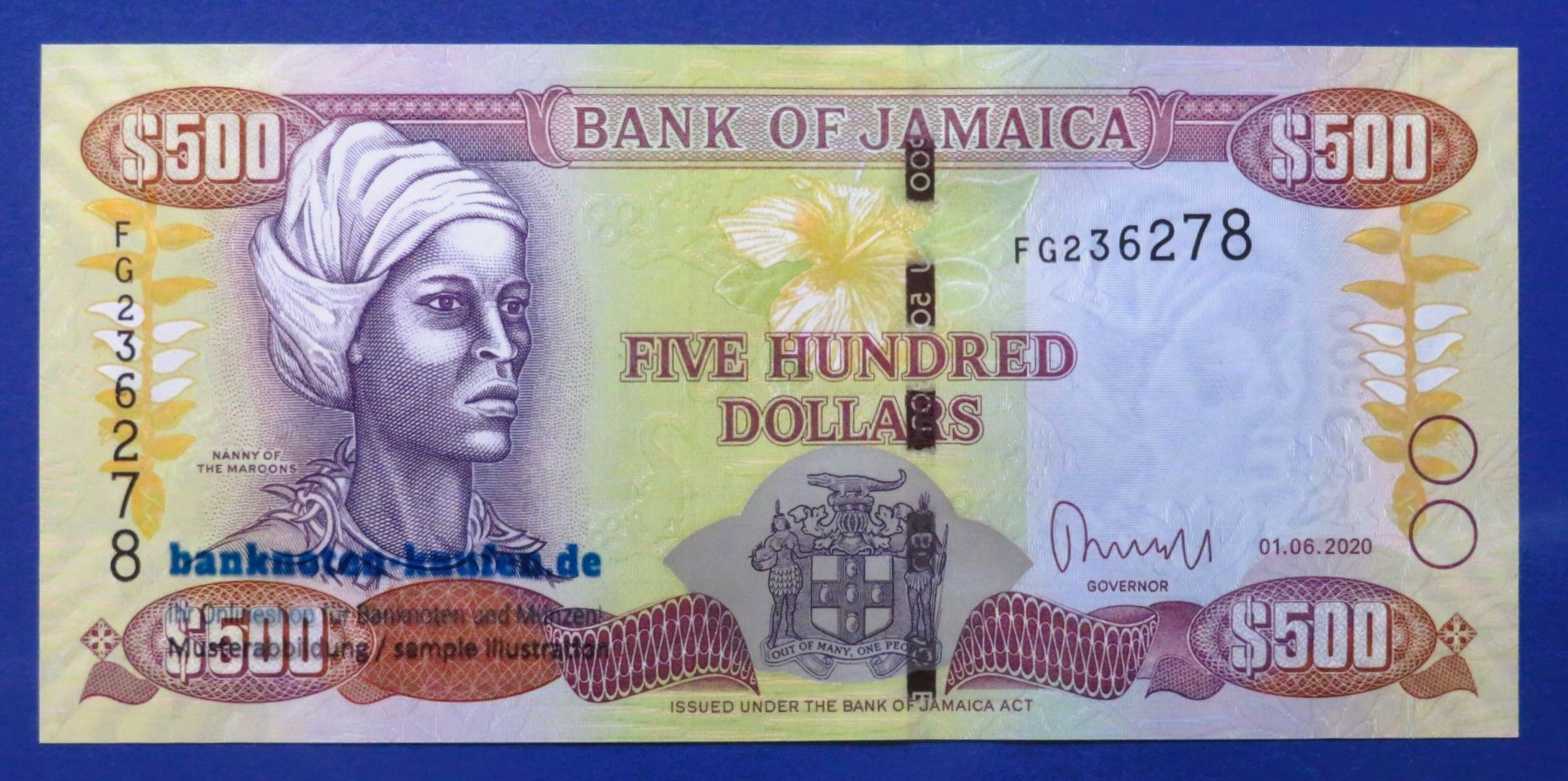 Jamaica, 500 Dollars, 2020, uncirculated (UNC), P-85