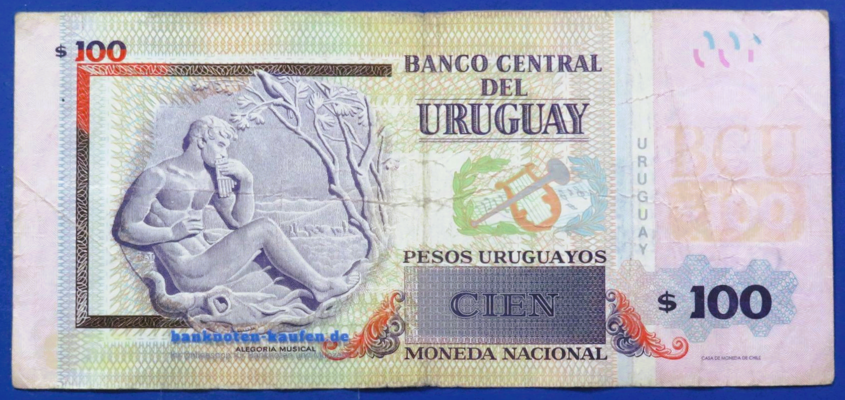 Uruguay, 100 Pesos Uruguayos, 2015, circulated (USED / F), P-95a