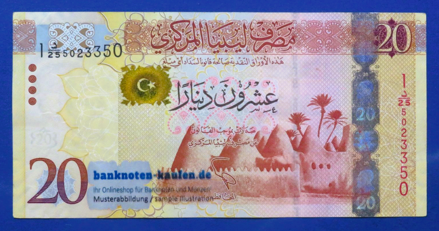 Libyen, 20 Dinars, 2013ND, gebraucht  (USED / VF), P-79