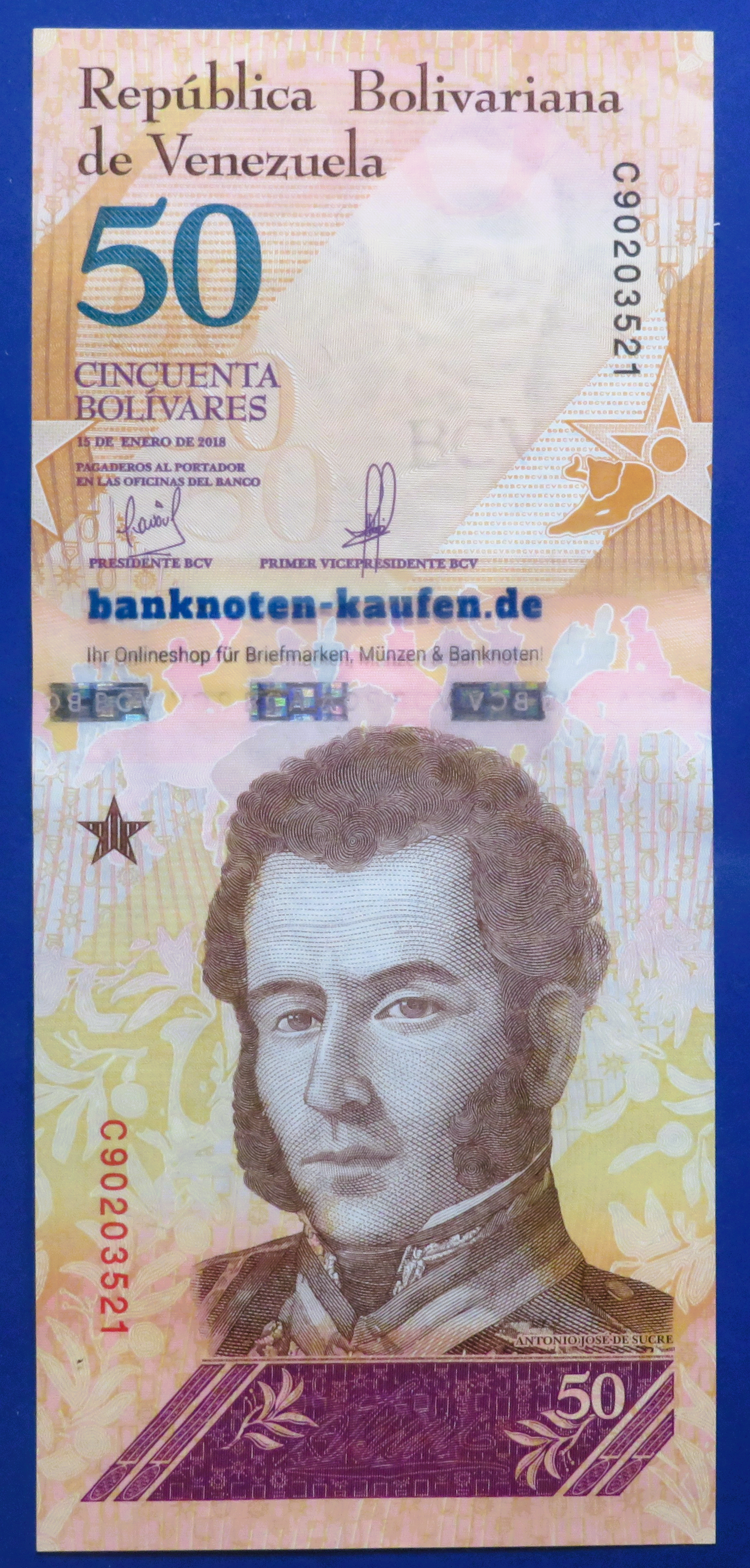Venezuela, 50 Bolivares Soberano, 2018, about uncirculated (AU), P-105