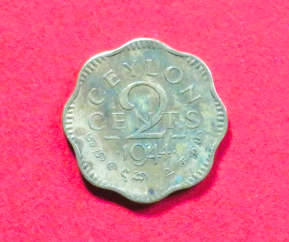 Ceylon:  2 Cents, 1944, circulated (used / vf), # 55