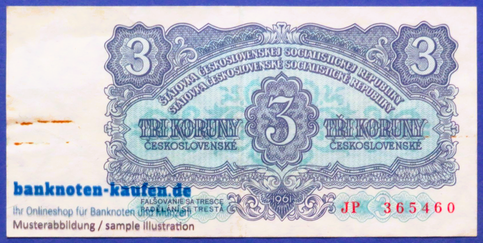 Tschechoslowakei, 3 Koruny, 1961,  gebraucht (USED / VF), P-81a