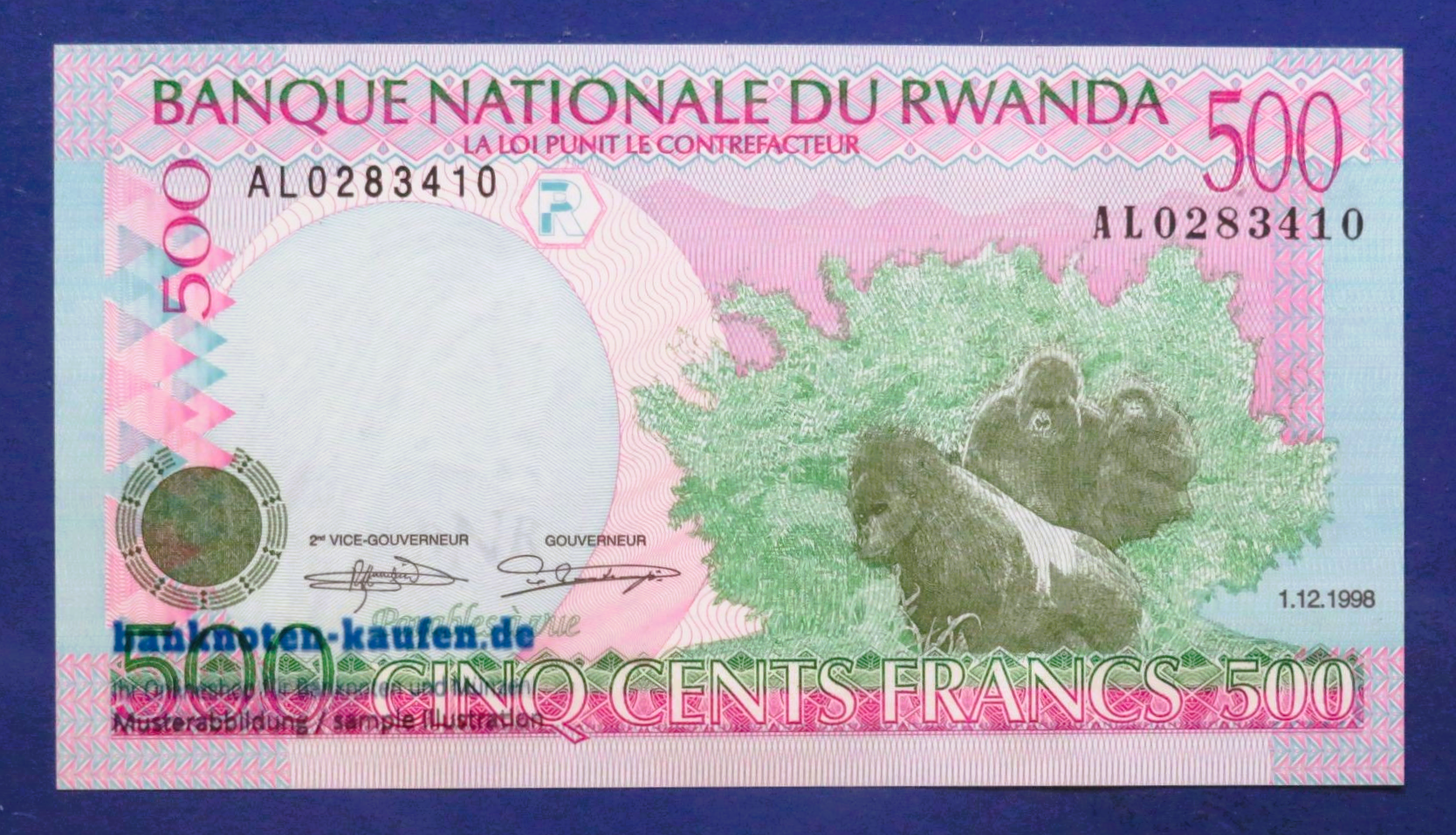 Ruanda, 500 Francs, 1998, kassenfrisch (UNC), P-26b