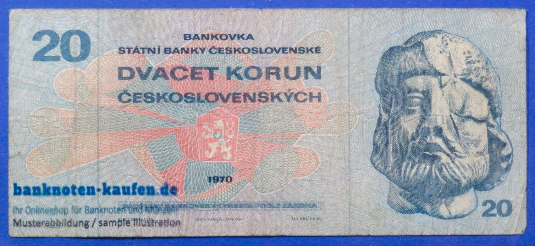Czechoslovakia, 20 Korun, 1970,  circulated (USED / F), P-92b
