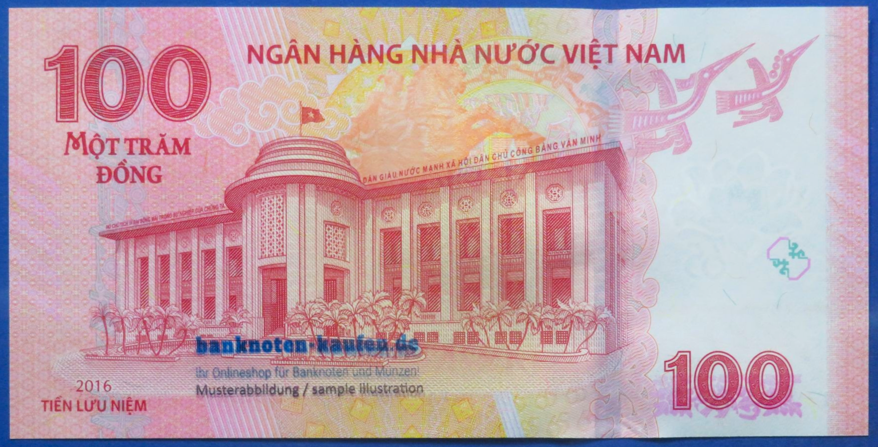 Vietnam, 100 Dong, 2016, kassenfrisch (UNC), Gedenkausgabe, P-125