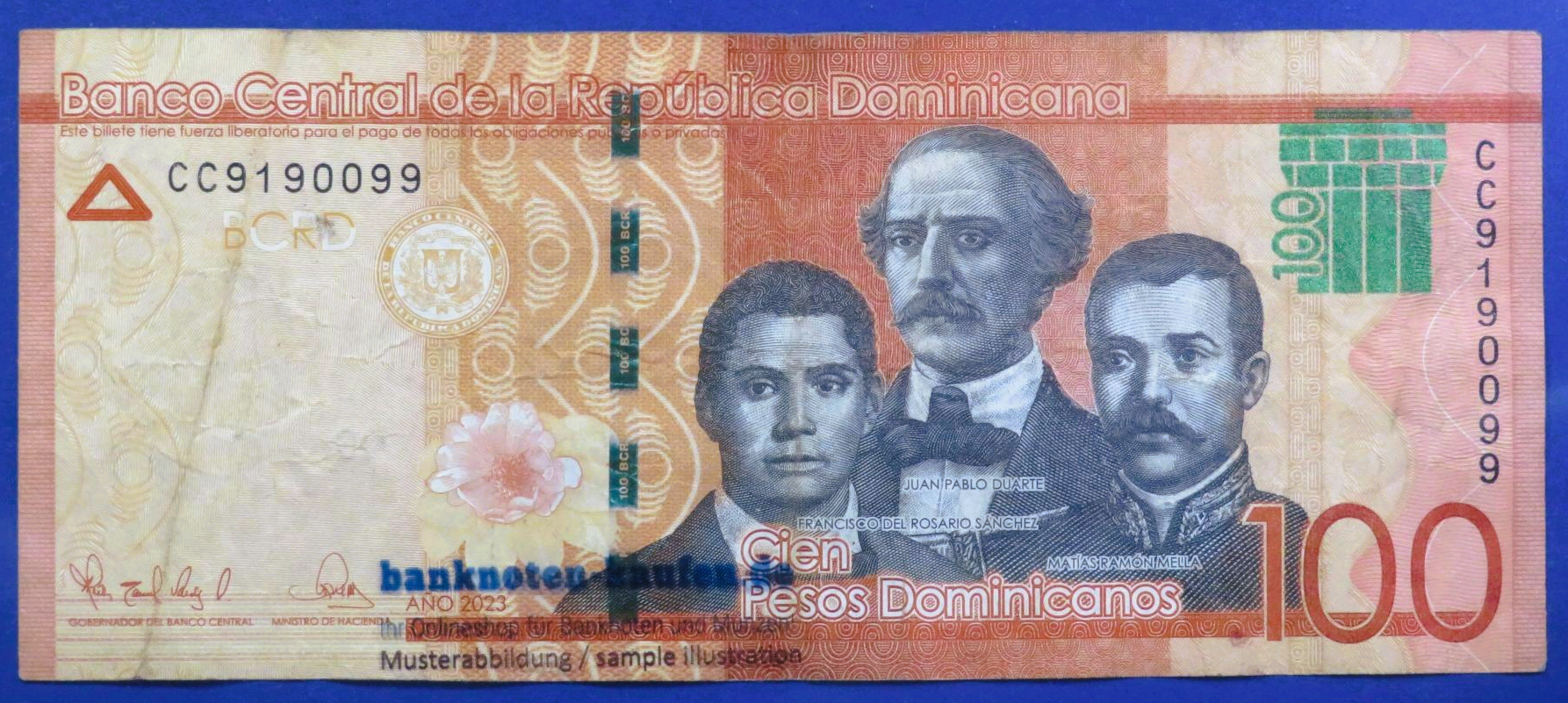 Dominican Republic, 100 Pesos, 2023, circulated (USED / F)