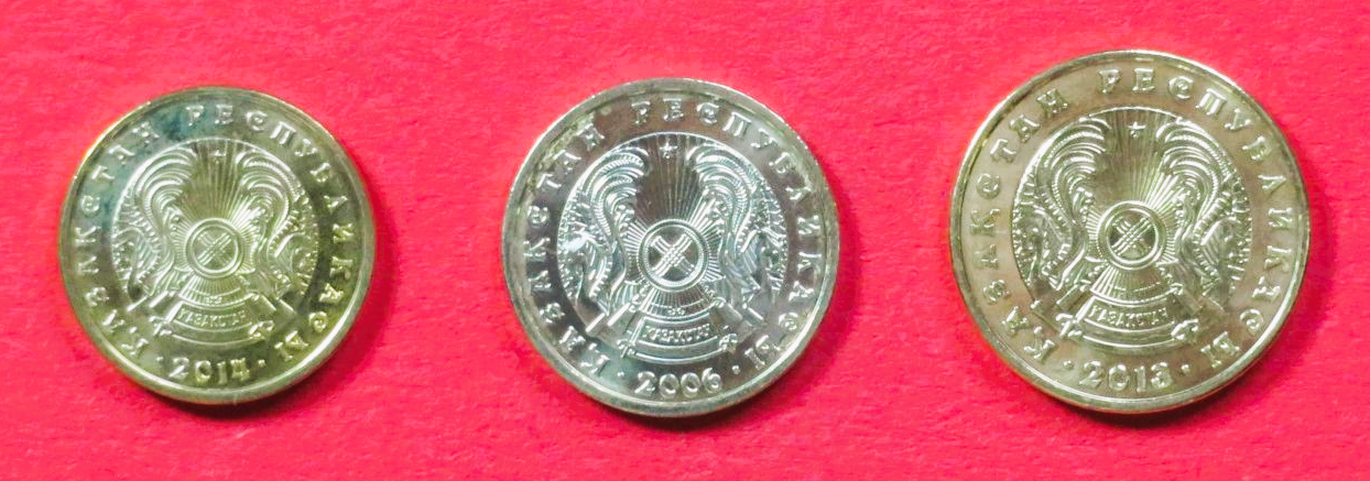 Kazakhstan, 1/2/5 Tenge, 2014/2006/2013, uncirculated (UNC)