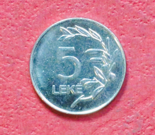 Albanien:  5 Leke, 1995+, gebraucht (USED / ss), #76