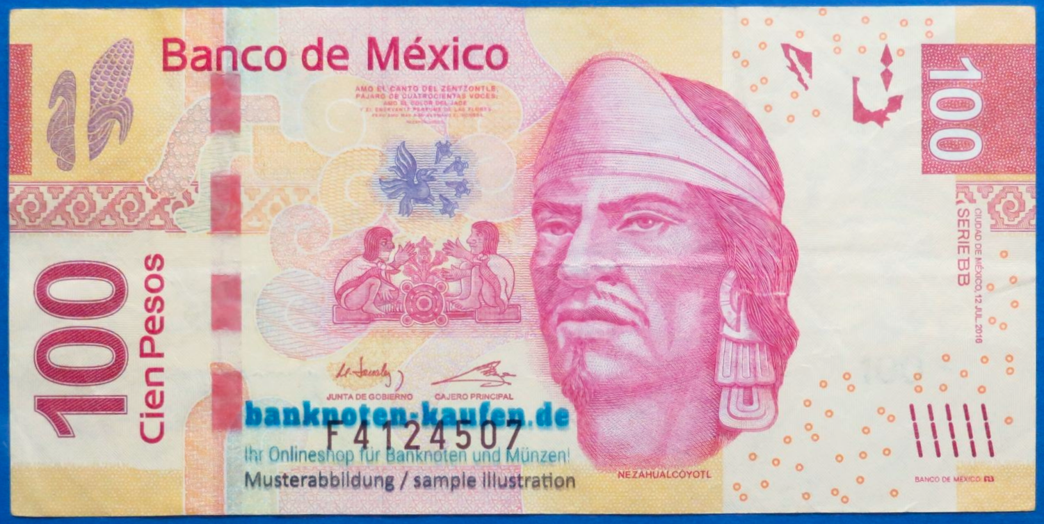 Mexiko, 100 Pesos, 2018, gebraucht (USED / VF), P-124