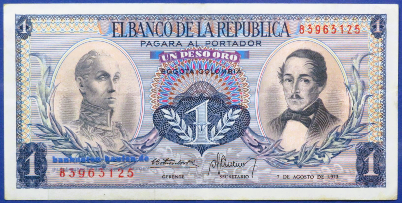 Kolumbien, 1 Peso oro, 1973, gebraucht (USED / VF+), P-404e