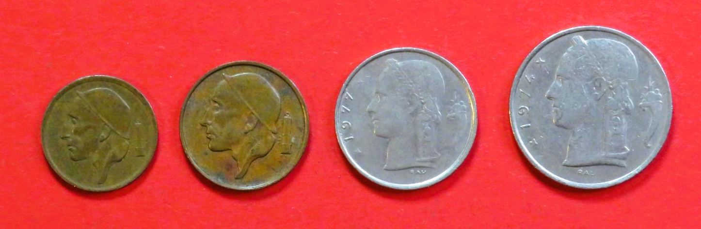 Belgium - Set 8:  20/50 Centimes + 1/5 Frank (nl-type), 1948-2001, circulated (USED / vf)