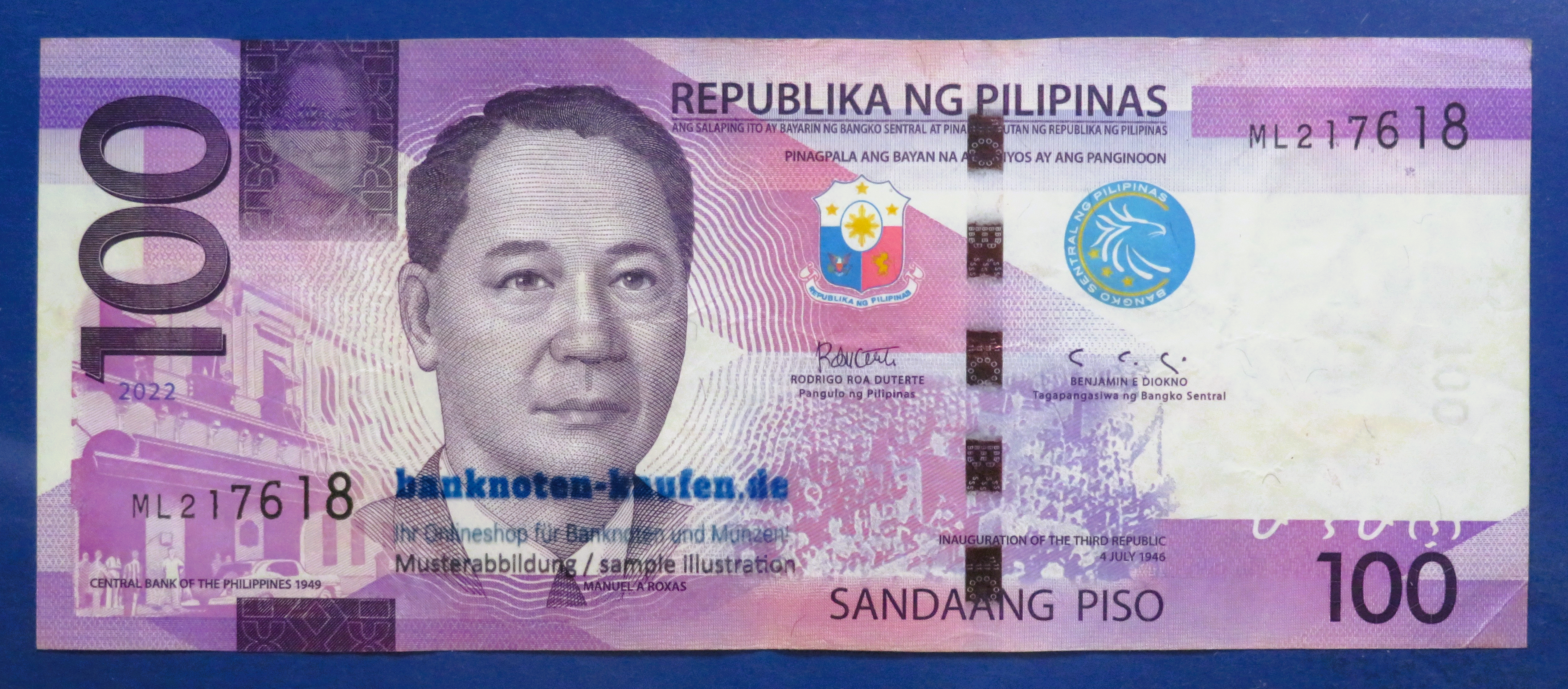 Philippines, 100 Piso, 2022, circulated (USED / VF), P-222e