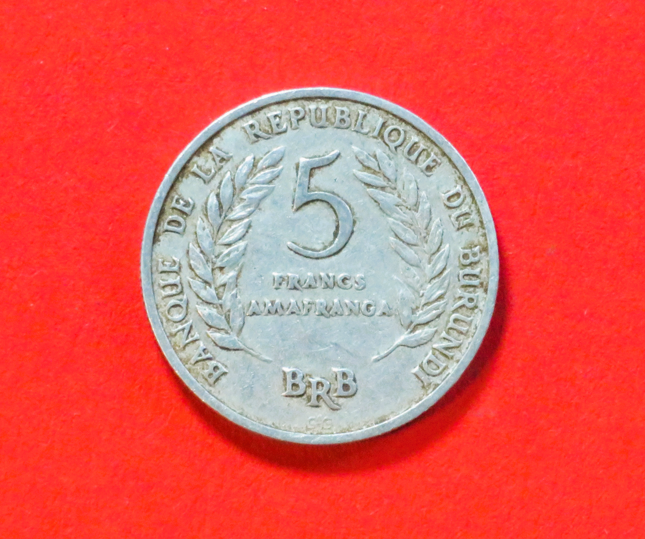 Burundi:  5 Francs, 1968, circulated (used / vf)