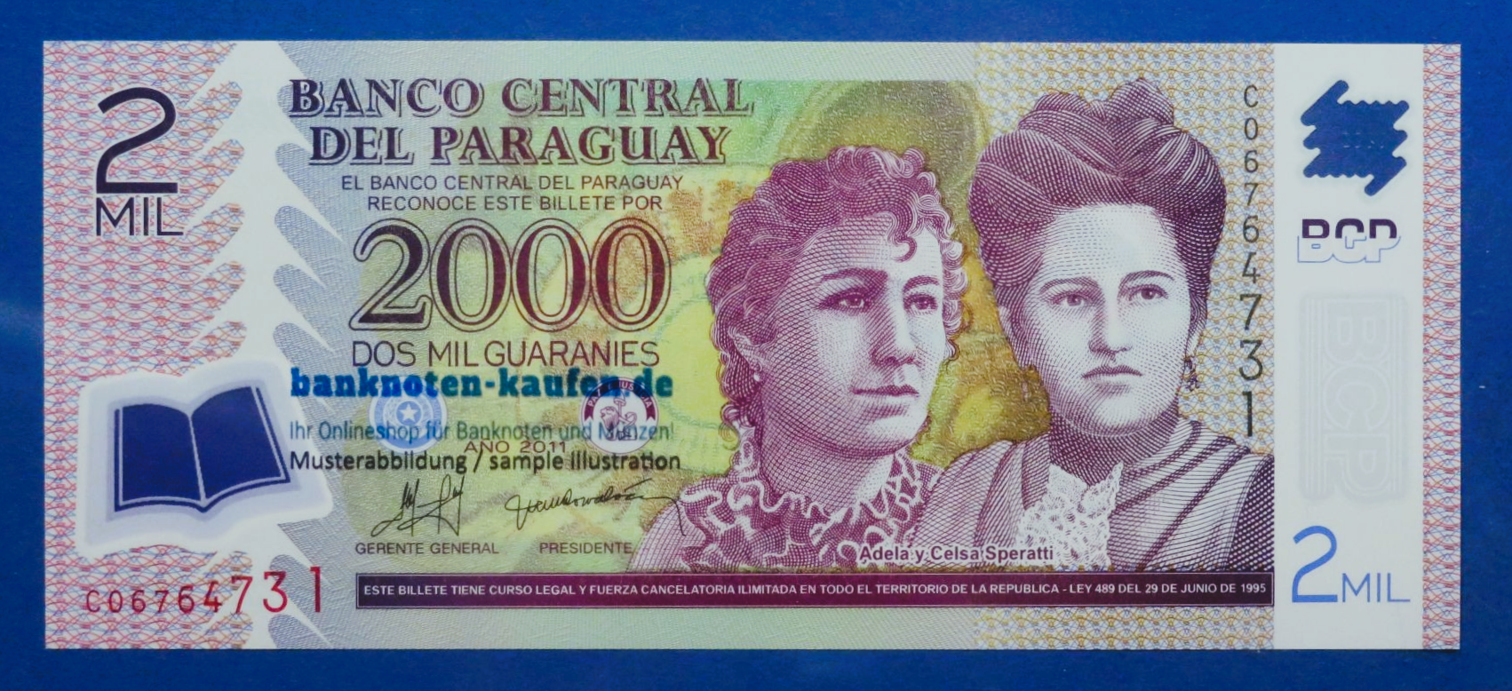 Paraguay - 2,000 Guaranies, 2011, uncirculated (UNC), Polymer, P-228c