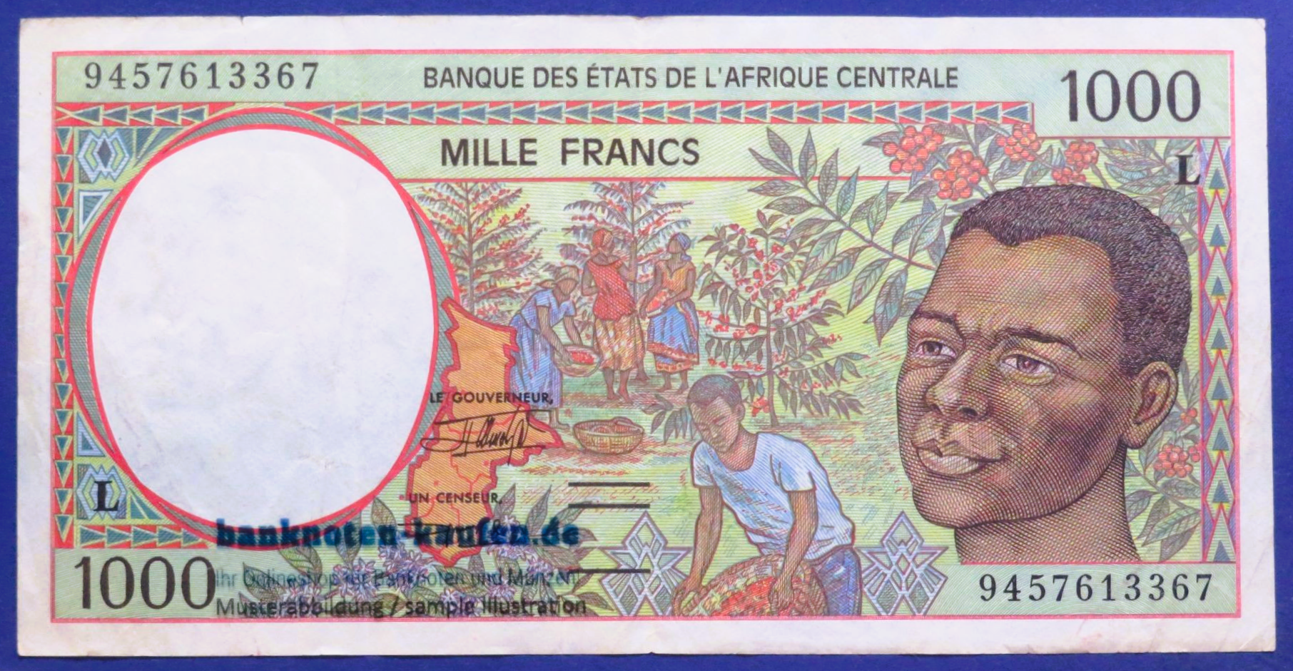 Central African States - 1,000 Francs, 1994,  circulated (USED / VF), P-402Lb